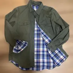 【美品】00s LANDS' END コットン シャツジャック（裏地チェック）