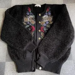 馬里邑 Filare モールニット カーディガン Mサイズ 花柄刺繍