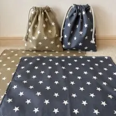 まるさま専用ハンドメイド☆スター柄ランチョンマット&給食巾着袋3セット