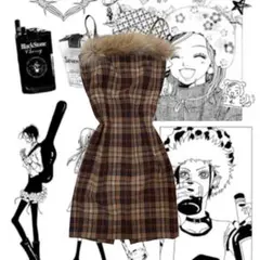 y2k フェアリーグランジ チェック柄 キャミワンピース森ギャル