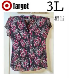 【美品】シフォンブラウス 半袖　花柄シャツ　Target 大きいサイズ