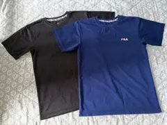 【美品 2枚セット】FILA キッズ 150 ドライTシャツ（黒・紺）半袖