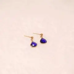 ピアス　シンプル　ブルー　サージカルステンレス