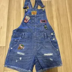 キッズ デニムオーバーオール ワッペン付き