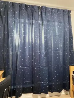 2級遮光カーテン100×178cm2枚ネイビー星柄