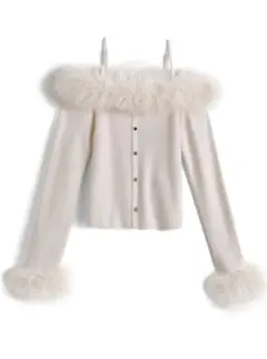 ファーオフショルダーニットトップス[tu1774] アイボリー