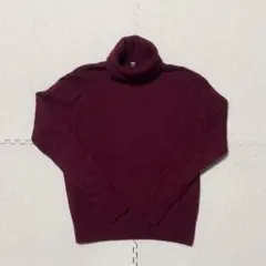 ユニクロ カシミヤ100% タートルネックセーター ワインレッド サイズM