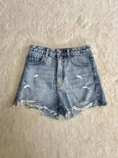 ZARA 【XS-S】ダメージ加工 ショートパンツ デニム
