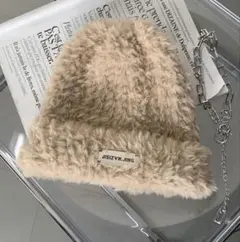 新品、未使用、タグ付き❗️non-hedge プレートシャギーニット帽 ベージュ