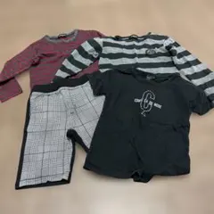 COMME CA ISM 赤とグレーのストライプ Tシャツのサムネイル