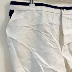 ホワイト カジュアル　パンツ ネイビーライン　夏　ショートパンツ