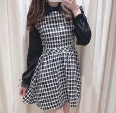 evelyn ツイードギャザーワンピース