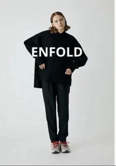 ENFOLD エンフォルド　ダブルクロス ゴムジョッパーズ　ブラック