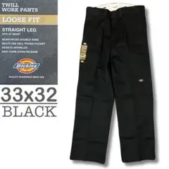 新品 33x32 ブラック DICKIES ダブルニー LOOSE FIT