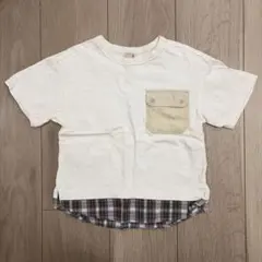 petit main ポケット付き重ね着風Tシャツ