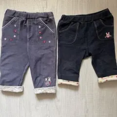 ミキハウス ホットビスケッツ 花柄刺繍 パンツ 2点セット