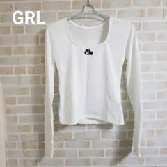 GRL スクエアネックロゴ刺繍トップス