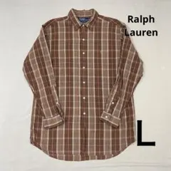 Polo by Ralph Lauren インド綿　チェック長袖シャツ　Ｌサイズ