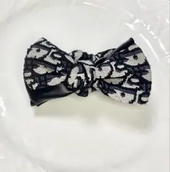 新品リボン型　バナナクリップ　トロッター　オブリーク柄