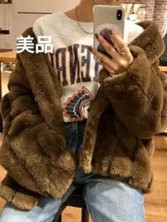 値下げ中!!【美品】Ungrid ボリューム ファー コート/ブラウンSサイズ