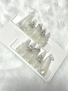 ネイルチップ 清楚 Y2K 地雷 量産 白 プリンセス パールカラー 姫ギャル