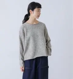 【かぐれ】テープヤーンボートネックニット　ライトベージュのサムネイル