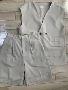 【美品】ローリーズファーム　セットアップ　ハーフパンツ　ベスト