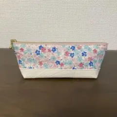 ハンドメイド　ペンケース　筆箱　花柄ピンク　ゴールドファスナー
