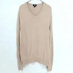 【ユニクロ】UNIQLOコットンカシミヤ Vネックセーター ベージュ Mのサムネイル