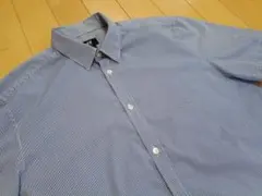 H&M メンズ 半袖シャツ ストライプ柄 ブルー系　（L)のサムネイル