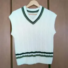 GU キッズ ニットベスト 白 150cm
