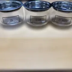 KEYUCA キッチン用品 ガラス容器＋ステンレス蓋 3個セット