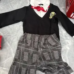 フォーマルスーツ 80cm 黒と白のチェック