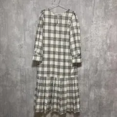 natural couture パール取り外し プリーツワンピース M チェック