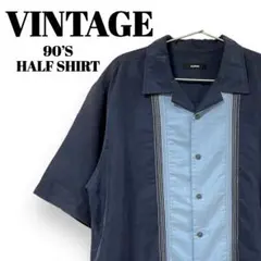 VINTAGE ｜90s ヴィンテージ　半袖シャツ　ブルー　オーバーサイズ