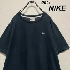 鬼フェード 00s オールド ナイキ ワンポイントロゴTシャツ 刺繍 ブラック