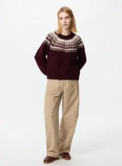 限定 ユニクロ / ジャージーバレルレッグパンツ（丈長め・BEIGE・Mサイズ）