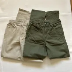 UNIQLO ユニクロ カーキ・ベージュ ストレートパンツ 2点セット