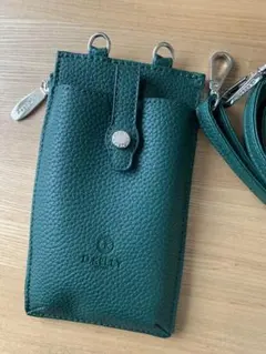 D.KELLY ダークグリーンスマホショルダーバッグ　レザー風