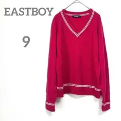 イーストボーイ　セーター　9 M レッド系　ニット Vネック 長袖　カジュアル