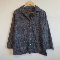 シェルボタン デザインシャツ 開襟 シャツジャケット ヴィンテージ 古着 M