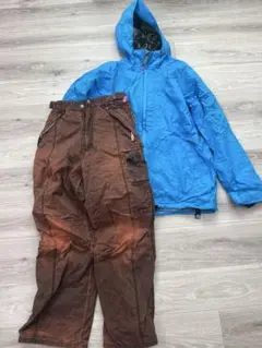 スノボー　スノーボード　スキーウェアセット 青ジャケット 茶パンツ
