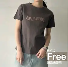 【新品】ブラウン プリント Tシャツ Freeサイズ レディース