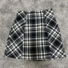 GRL ta008 インパン裏地付きチェック柄ツイードミニスカート 黒