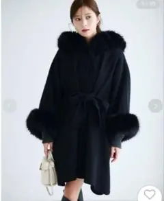 CELFORD　ファーポンチョコート　BLACK