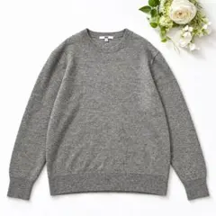 ユニクロ カシミヤ100％ クルーネックニット M グレー