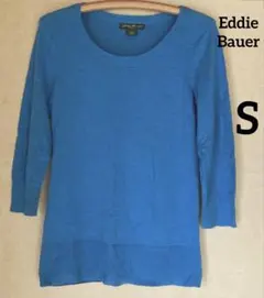 【Eddie Bauer 】S・ブルー 長袖 クルーネック ニット
