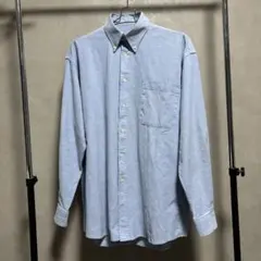 水色 コットンボタンダウンシャツ ヨーロッパ古着 長袖シャツ 青シャツ