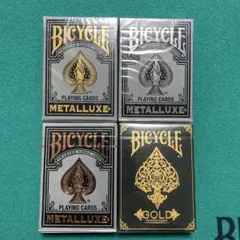 Bicycle Black Metalluxe & Gold トランプ4個セット