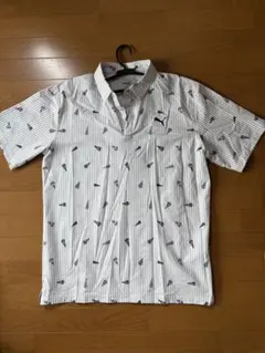 PUMAプーマ メンズ ゴルフ フラッグプリント シアサッカー 半袖 ポロシャツ